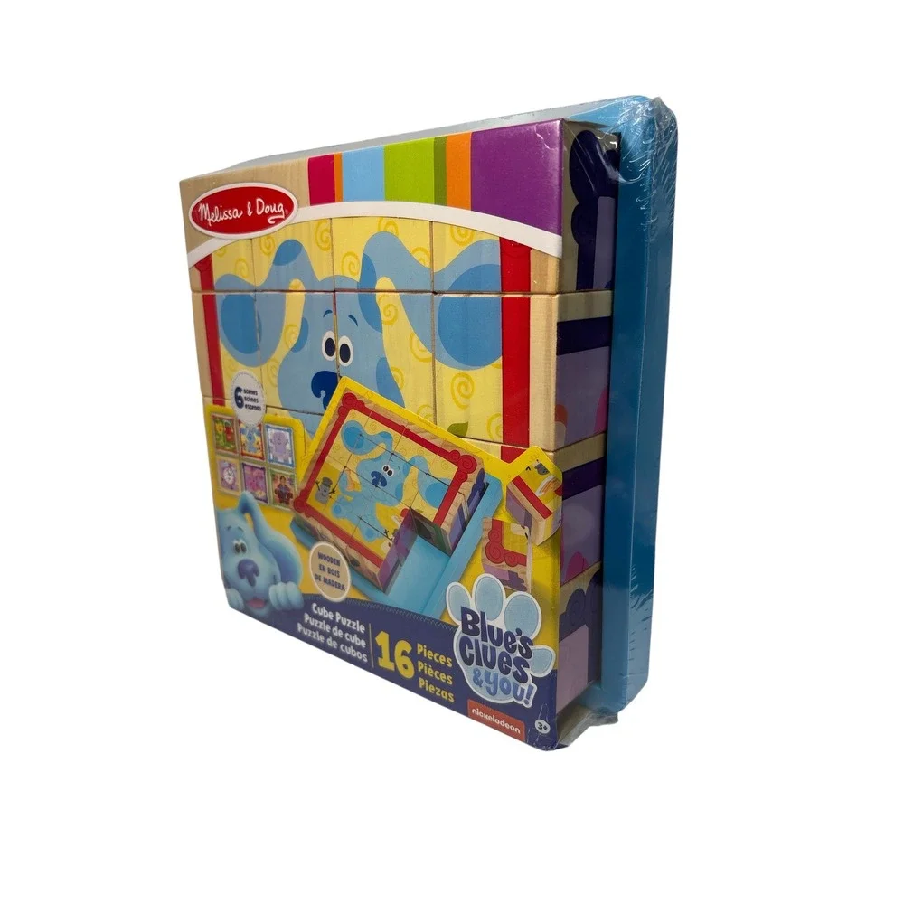 Melissa‎ & Doug Blue's Clues Wooden Cube Puzzle 16 Pieces Creates 6 Scenes New